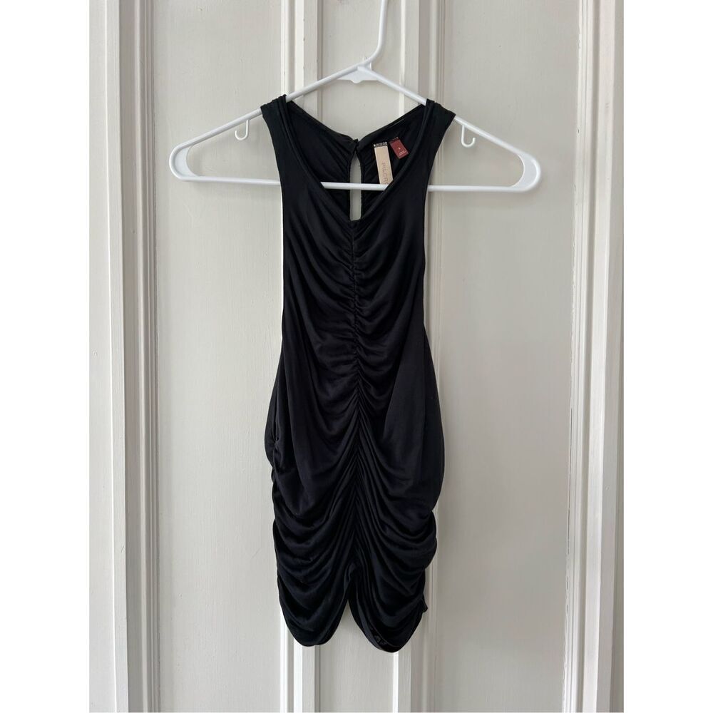 Anthro Pilcro NWOT black ruched high neck tank top S